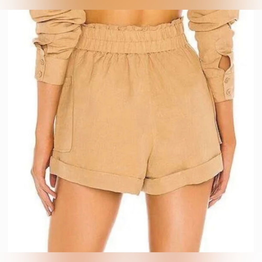 NWOT Show Me Your Mumu Disilvio Shorts in Tan Linen size L - Picture 5 of 14